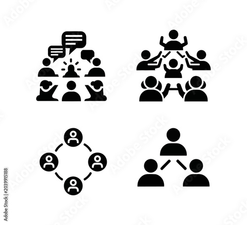 Fotografía Collection of vector icons illustrating team collaboration, communication, and n