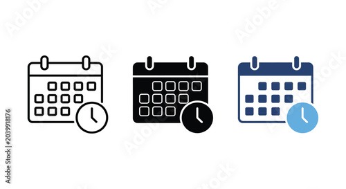 Canvastavla calendar icons with clock flat design schedule