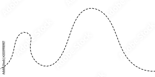 Photos Abstract illustration of a dynamic dashed line creating an undulating waveform,