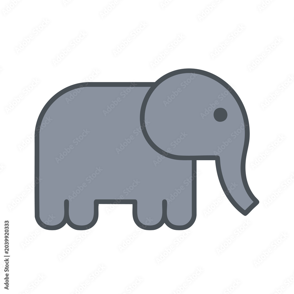 Fototapeta premium Minimalist vector illustration of a grey elephant icon.
