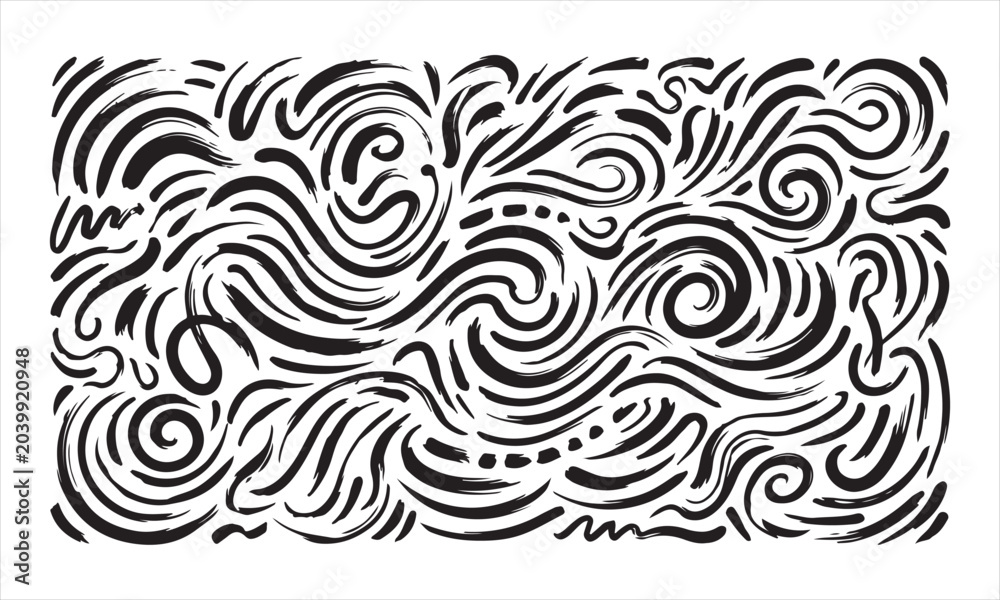 Fototapeta premium Black swirling abstract pattern on white background
