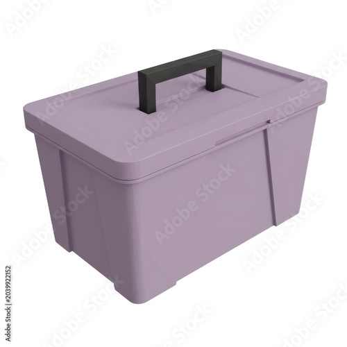 Purple Plastic Storage Box, isolated on a transparent background
