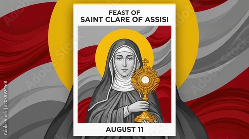 Saint Clare of Assisi Feast Day Icon with Flower