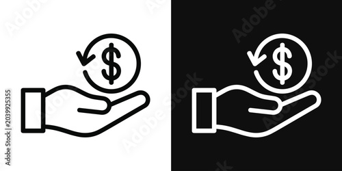 Bild auf Leinwand Money Exchange Icon: A hand holding a coin with a dollar sign and a circular arrow indicating exchange