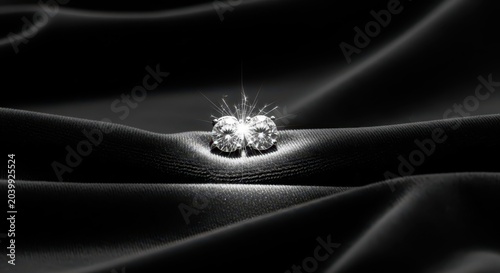 Sparkling Diamond Stud Earrings Displayed on Luxurious Black Silk Fabric