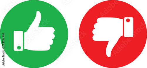 Cuadro en lienzo Like and dislike buttons with thumbs up and thumbs down icons feedback customer