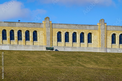 Canvas Print Stone Fortress Architecture On Open Lawn