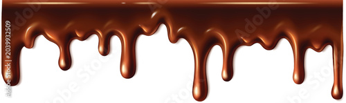 Foto A melted chocolate border dripping down on a white background A melted chocolate