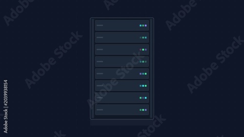 tech data server rack blinking lights corporate graphic