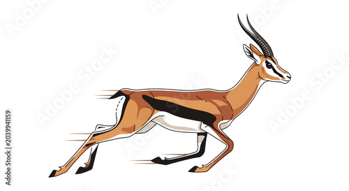 Bild auf Leinwand Gazelle Running Fast on White Background, Motion Blur, African Wildlife