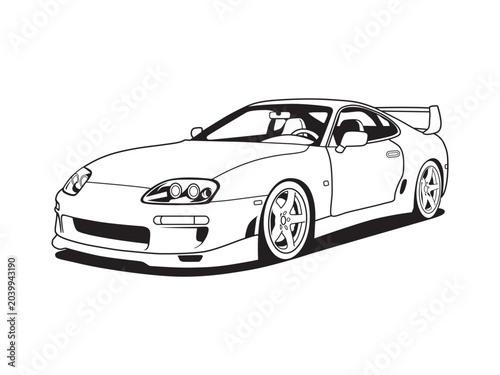 Sports Car Line Art Vector Illustration