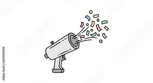 Obraz na płótnie Confetti popper gun blowing colorful pieces.