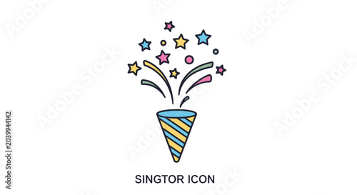 Cuadro en lienzo Colorful Party Popper Icon Design.