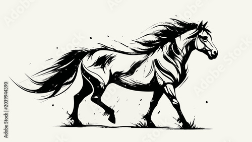 Obraz na płótnie horse in motion ink illustration animal mammal