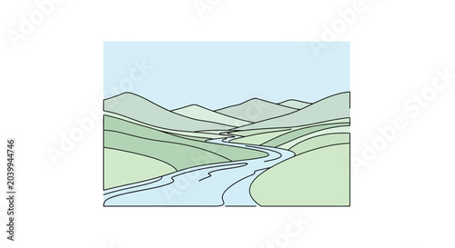Bild auf Leinwand Serene Rolling Green Hills Landscape View.