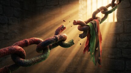 Broken Chains Symbolizing Juneteenth Freedom