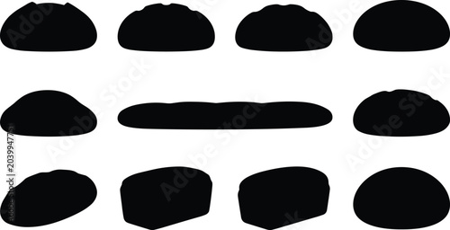 Принти на полотні Collection of diverse bread silhouettes, showcasing various shapes from round lo