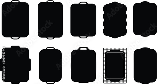 Bild auf Leinwand A curated collection of diverse baking sheet and tray silhouettes, showcasing a