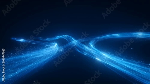 Abstract Blue Light Trails, Energy Flow, Digital Network, Futuristic Motion