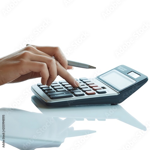 Hand Using Calculator for Financial Calculation – Accounting, Budget and Business Analysis Concept