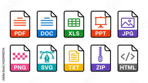 Obraz na plátně File format types logo symbol icon