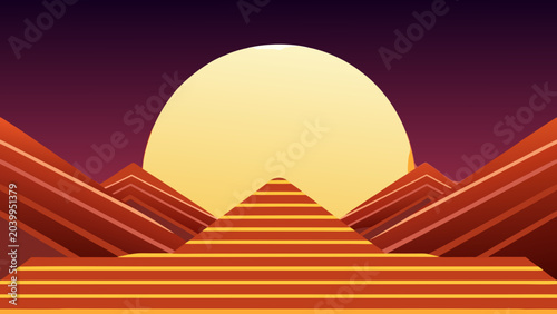 Fotografie pyramid steps under glowing orb vector illustration