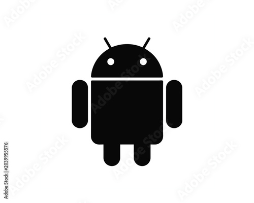 Android Robot Logo Black and White vector illustration
