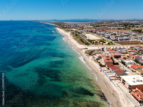Aerial view coastal town of Torre de la Horadada Spain