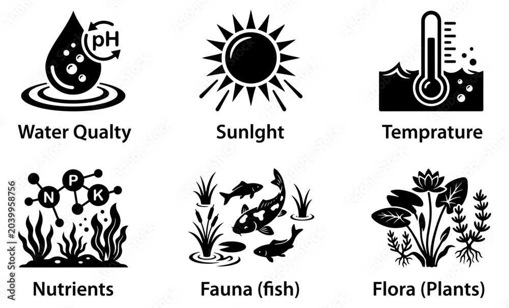 Fototapeta premium Wetland habitat icon collection isolated on white background, natural, ecology and environmental vector set on white background