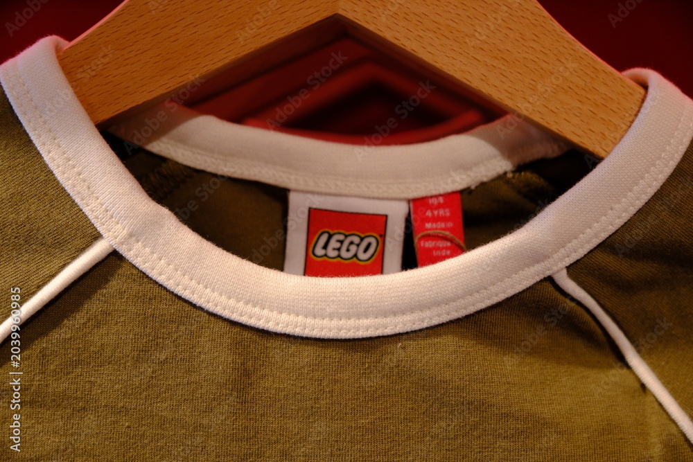 Obraz premium Shanghai,China-May 30th 2026: LEGO brand label on clothing in store