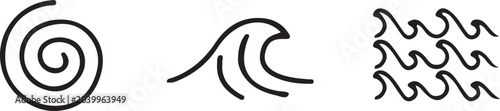 Wave and spiral abstract line art designs