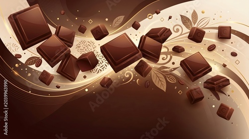 Abstract 3D Style Flying Chocolate Squares Vector
