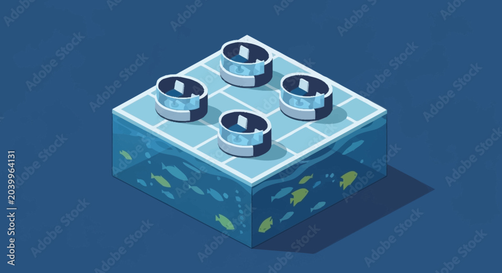Obraz premium Isometric illustration of a blue Lego brick.