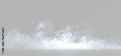 Bild auf Leinwand Realistic white smoke or thick fog on the ground isolated on light grey backgrou