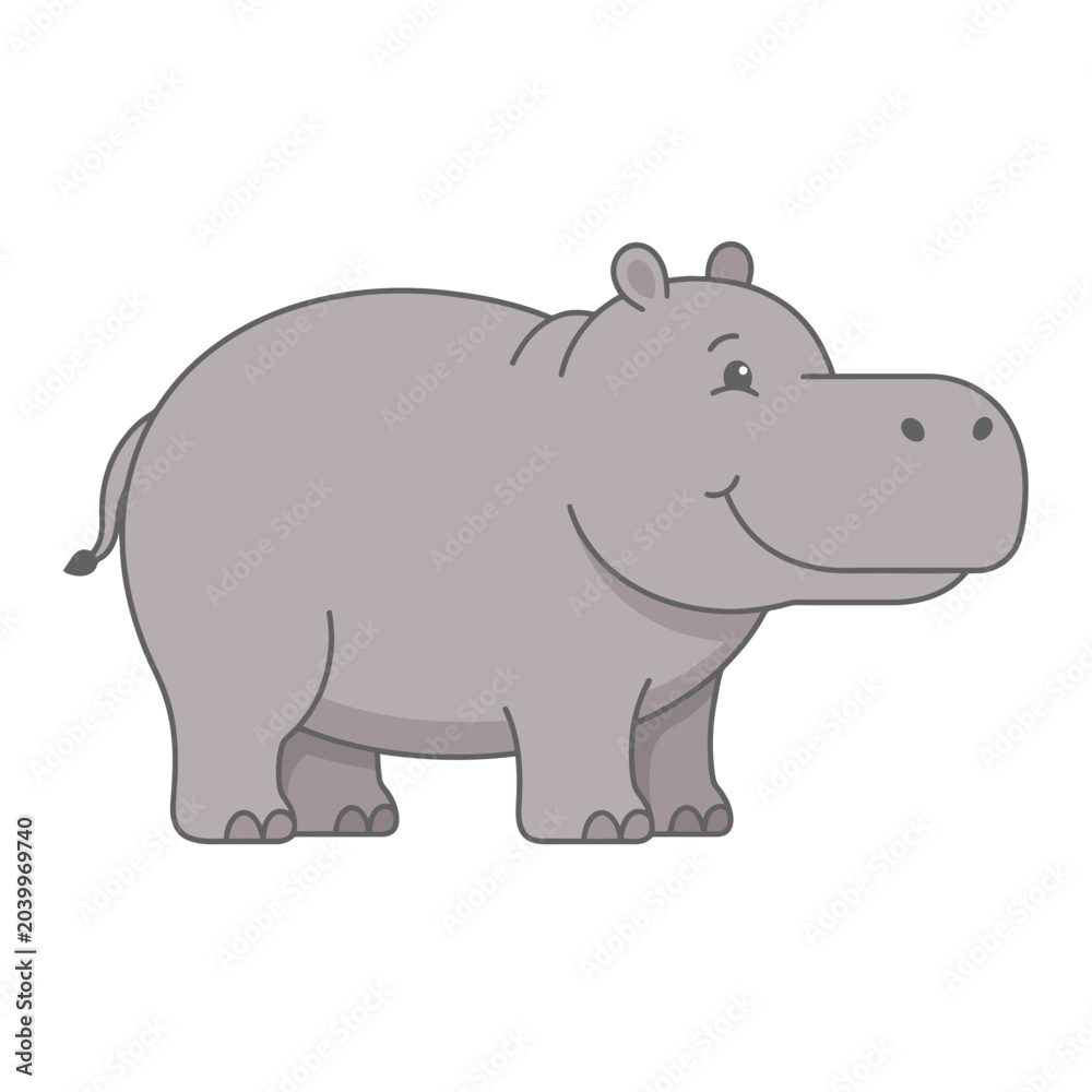 Fototapeta premium Friendly Cartoon Hippopotamus Character Standing for Educational Childrens Content Design