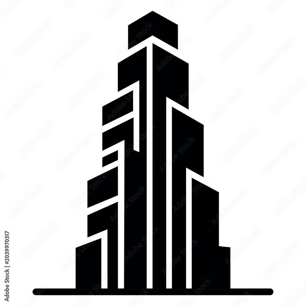 Fototapeta premium Modern minimalist skyscraper building illustration