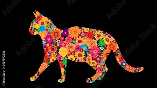 cat on black background