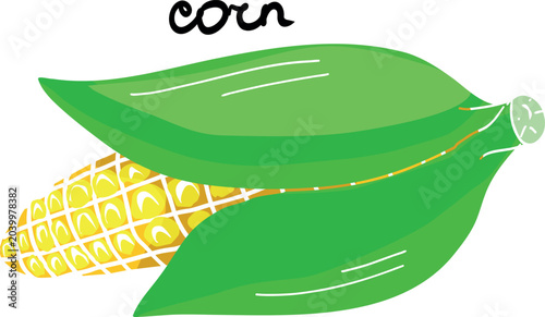 Quadro su tela Sweet corn cob minimalist illustration