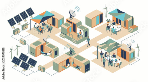 Photos Sustainable Off Grid Living Community with Solar Power and Wind Turbines