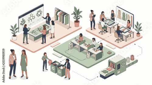 Sustainable Fashion Production Process with Technology and People.