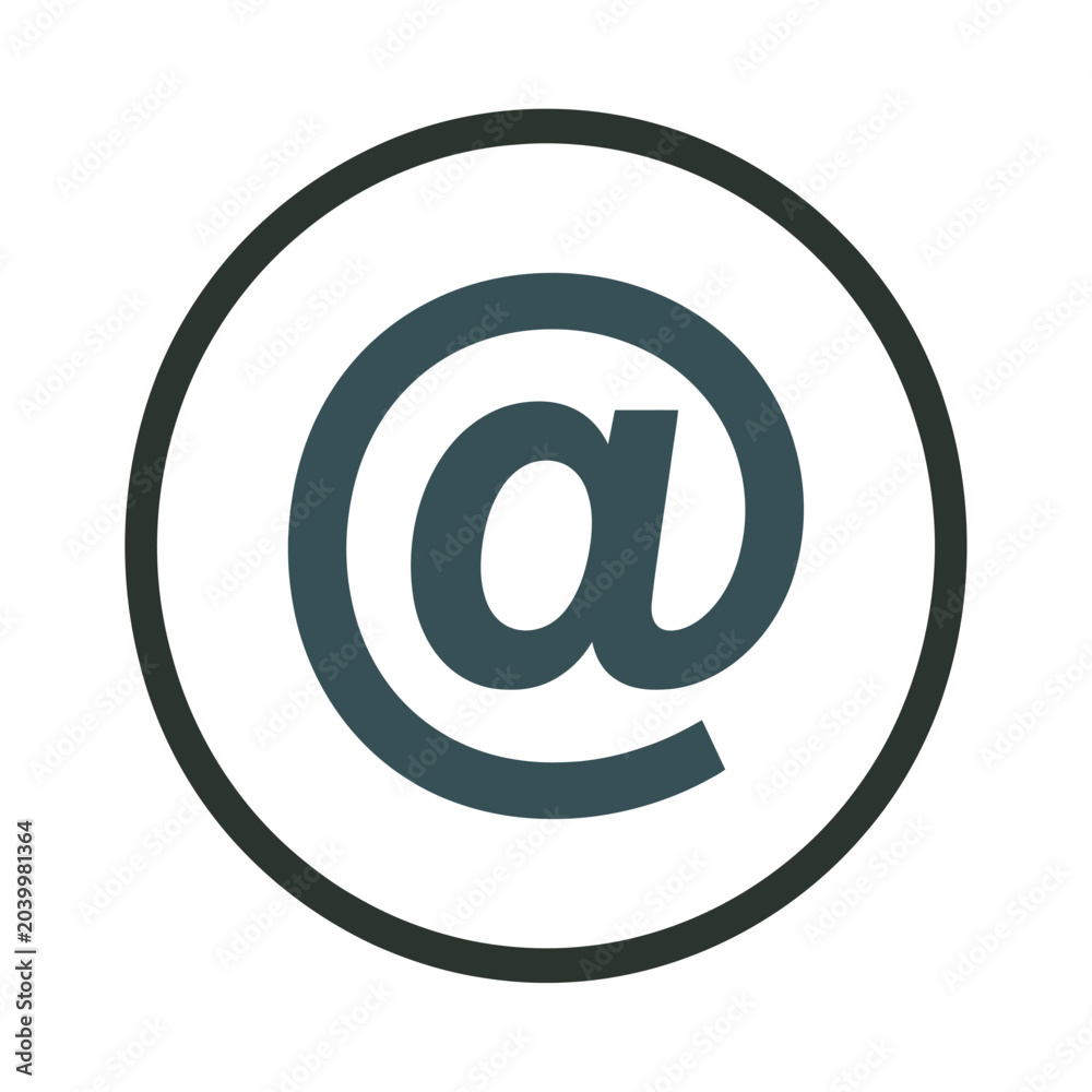 Obraz premium Dark Grey At Symbol Icon in Circular Frame for Digital Communication and Contact Identity
