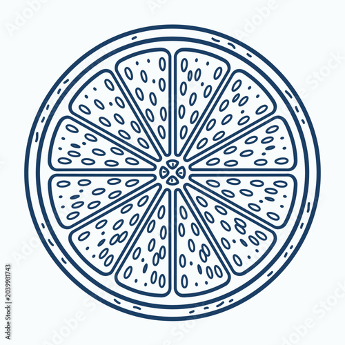 Fotografi Detailed Linear Vector Graphic of a Citrus Fruit Cross-Section Showing Pith and