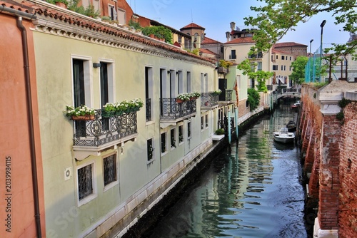 Morning view of Rio della Salute (canal) in the Dorsoduro district of Venice, Italy