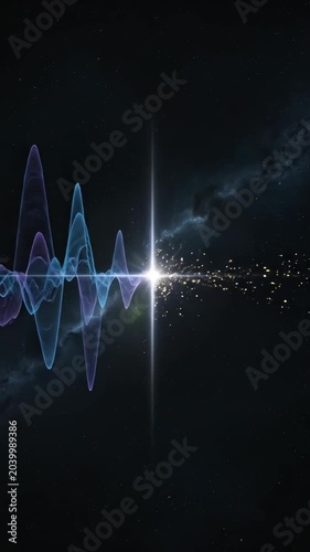 Abstract Digital Sound Wave with Glowing Particle Explosion Effect