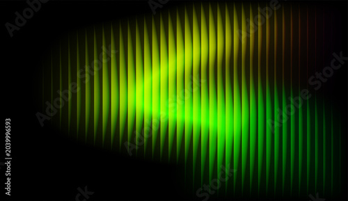 Abstract Neon Green Vertical Light Streaks on Black Background, Glowing Energy Effect
