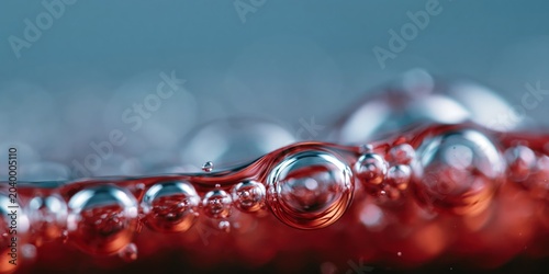 A mesmerizing close-up shows bubbles reflecting light in a dark red liquid, evoking a sense of depth, mystery, and attraction within a beautifully abstract concept.
