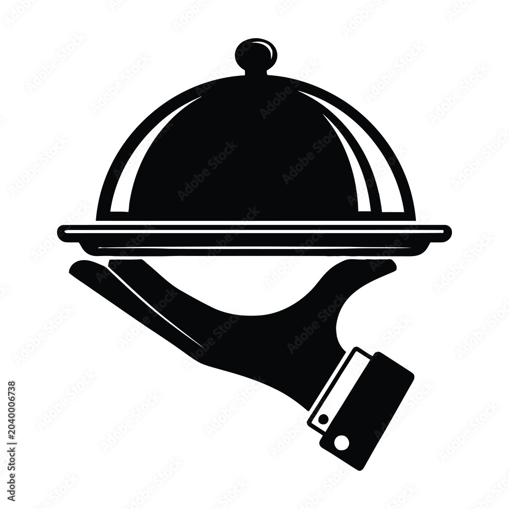 Fototapeta premium Cloche on a tray held by a hand