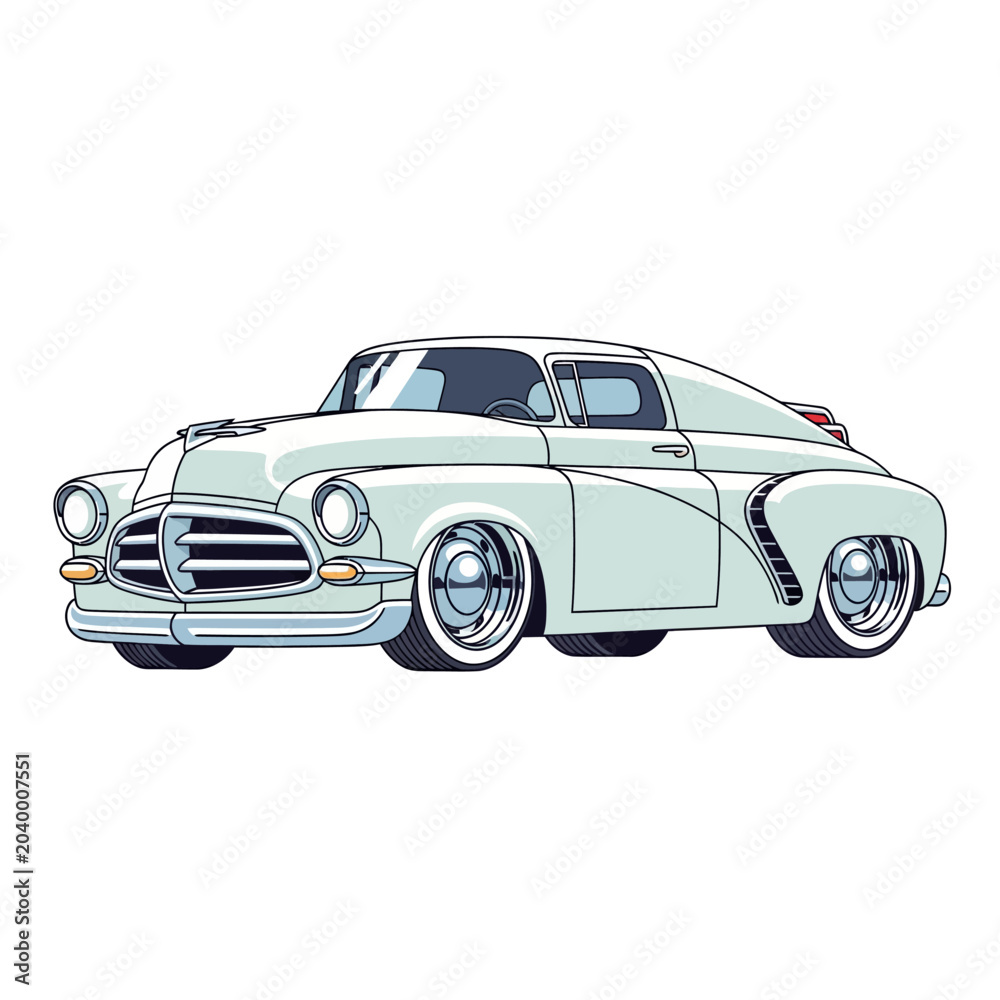 Fototapeta premium Classic Car Vector Illustration on White Background
