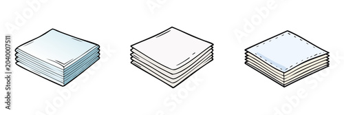 Set of Stacked Paper or Fabric Napkins Illustrated Isolated