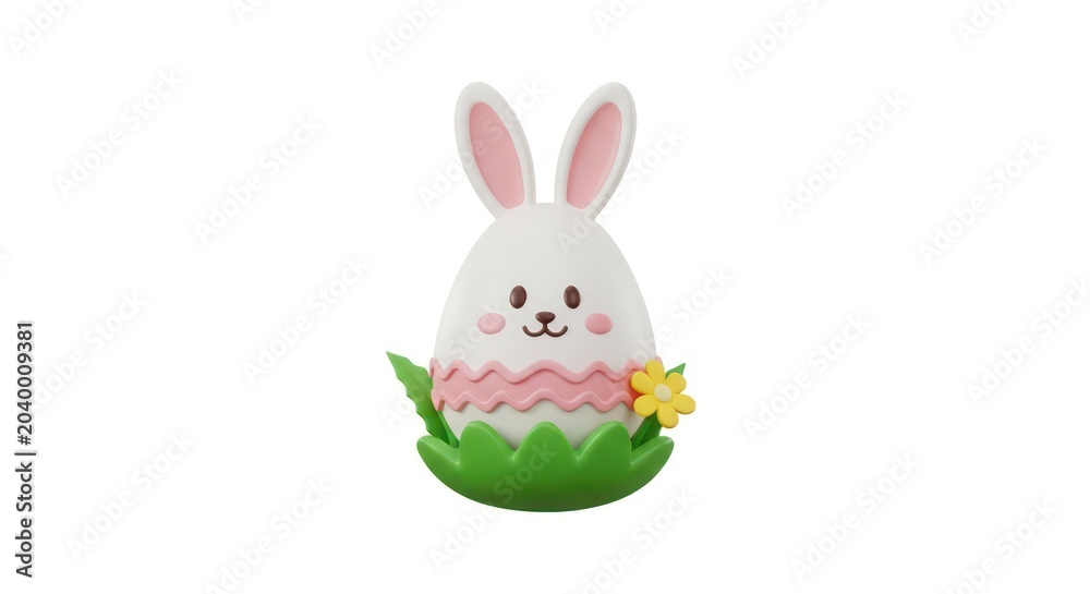 Obraz premium Cute 3d easter bunny egg in grass
